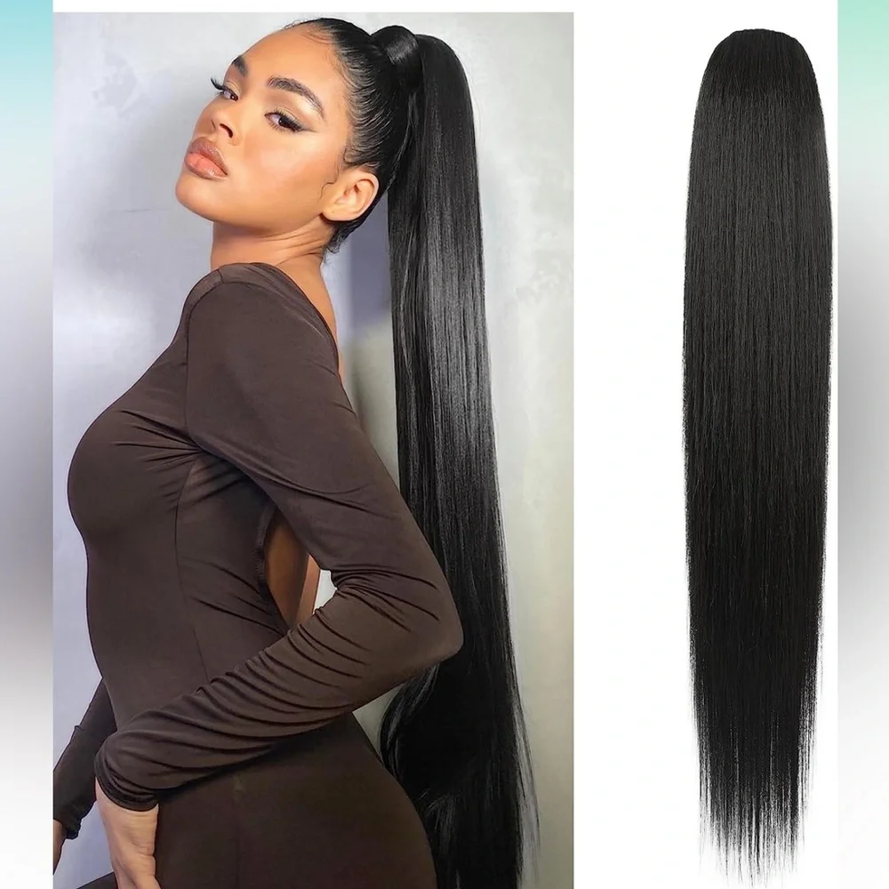36 Inch-180 Gram Ponytail Extension, Straight Drawstring Ponytail Hair Extension - Picture 1 of 7